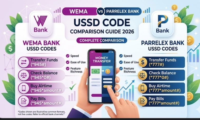 Wema Bank & Parrelex Bank USSD Transfer Codes 2026: Complete Comparison Guide