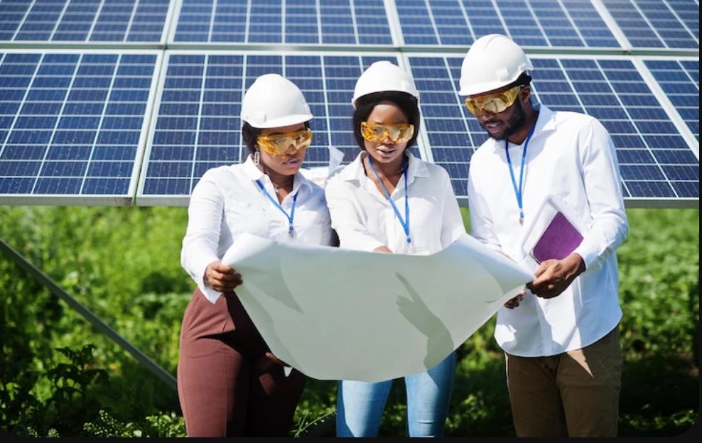 Solar Inverter workers checking the instruments