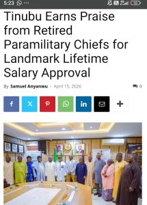 President Tinubu’s approval of lifetime salaries for retired senior paramilitary officers.